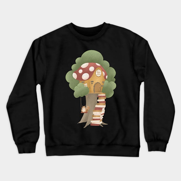 COZY TREE COTTAGE Crewneck Sweatshirt by Catarinabookdesigns